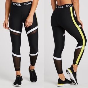 SoulCycle x All Felix Colorblock and Mesh Legging in Yellow and Black